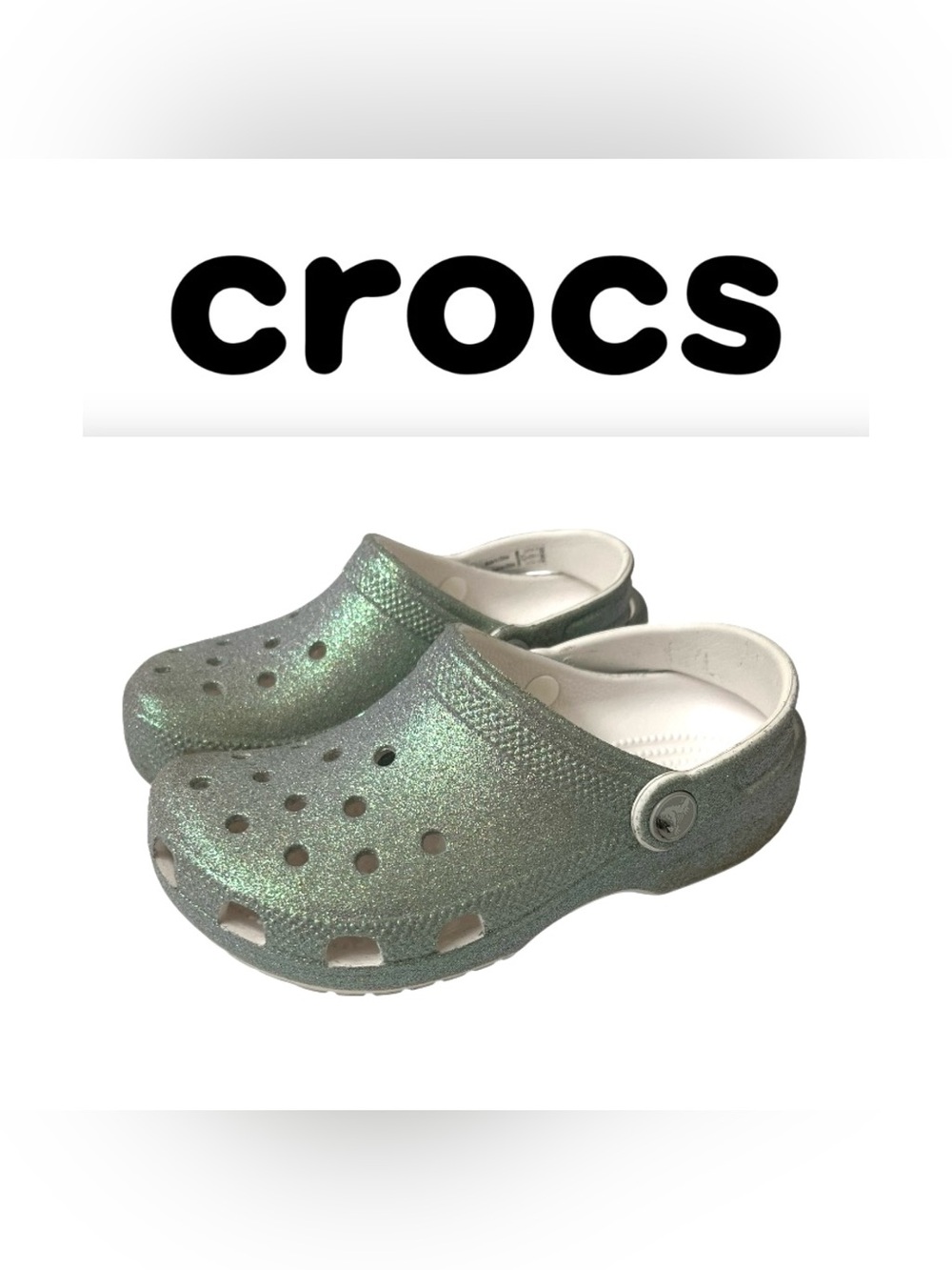 CROCS - Kids Girls Size 1 (J1) Silver Sparkle/Glitter